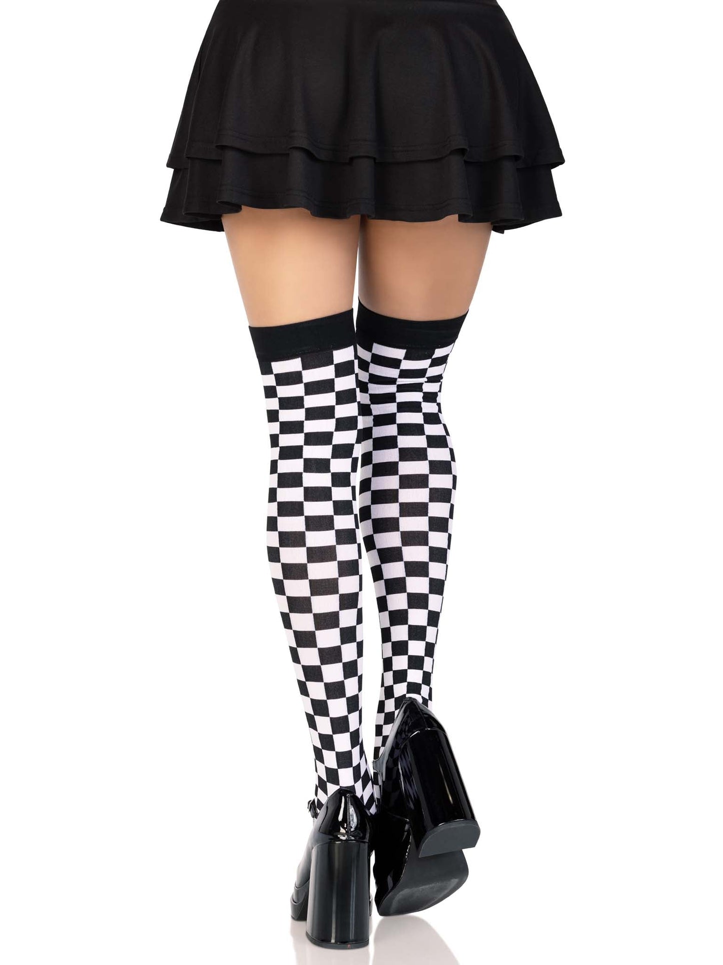 Poppy Checkerboard Thigh High Stockings